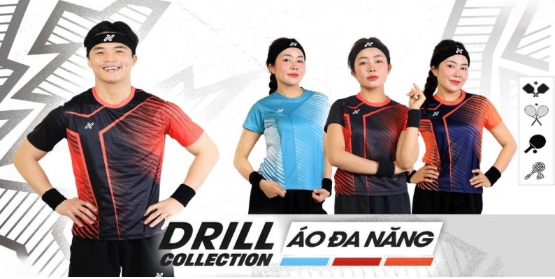 Bộ quần áo Pickleball Amac Drill co giãn thoáng khí 12 Bộ áo Pickleball Amac Drill