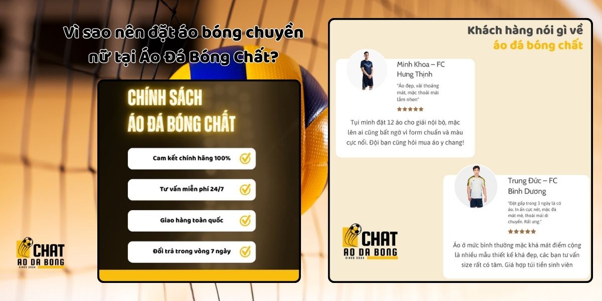 Gợi ý những mẫu áo bóng chuyền nữ đẹp nổi bật nhất 2025 3 Vì sao nên đặt áo bóng chuyền nữ tại Áo Đá Bóng Chất?